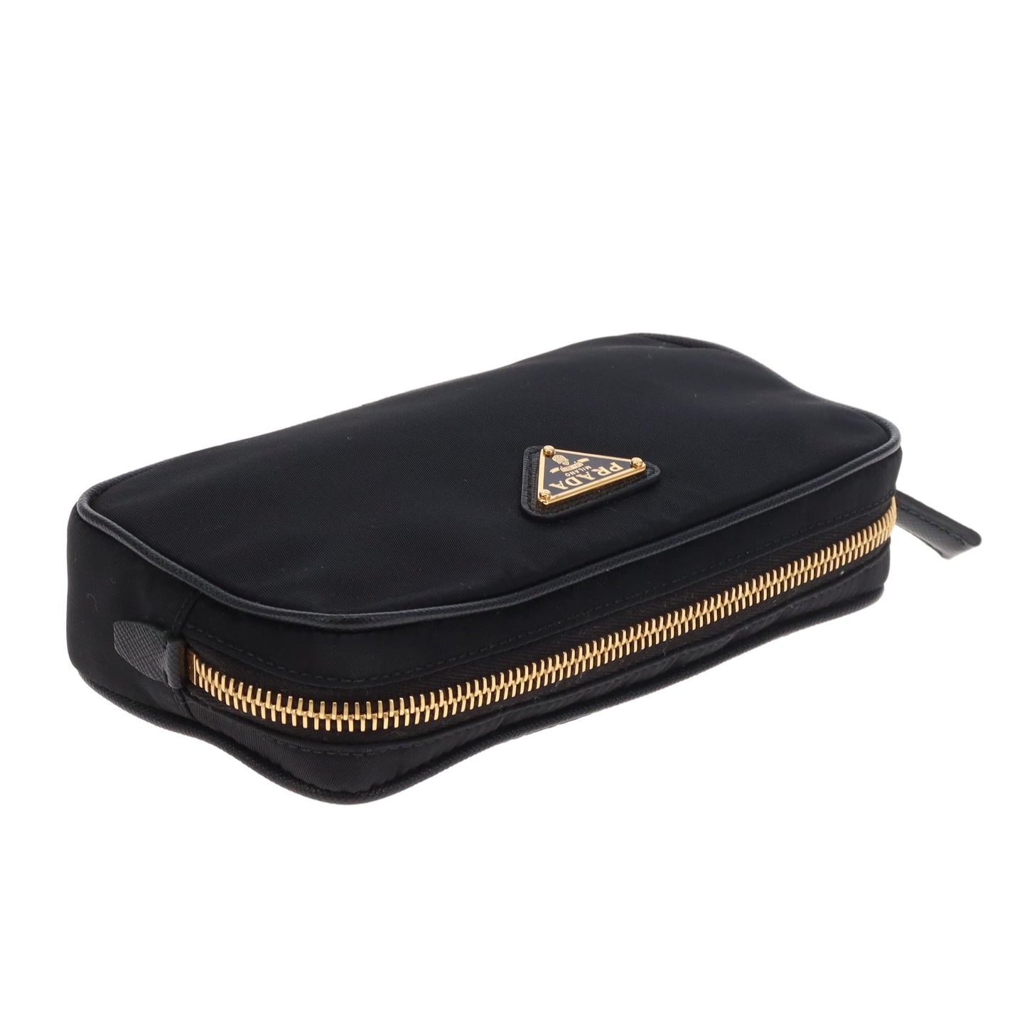 Prada Small Pouch Wristlet Black Nylon and Saffiano
