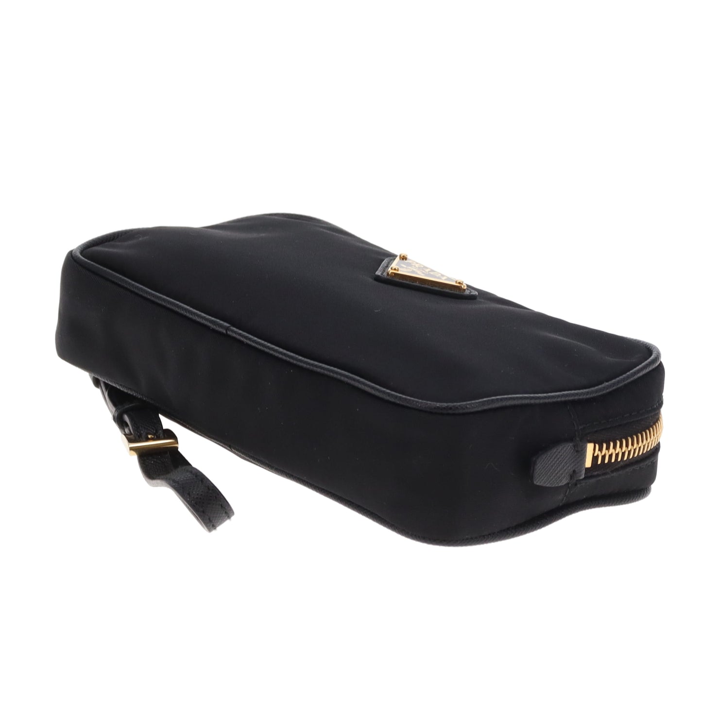 Prada Small Pouch Wristlet Black Nylon and Saffiano