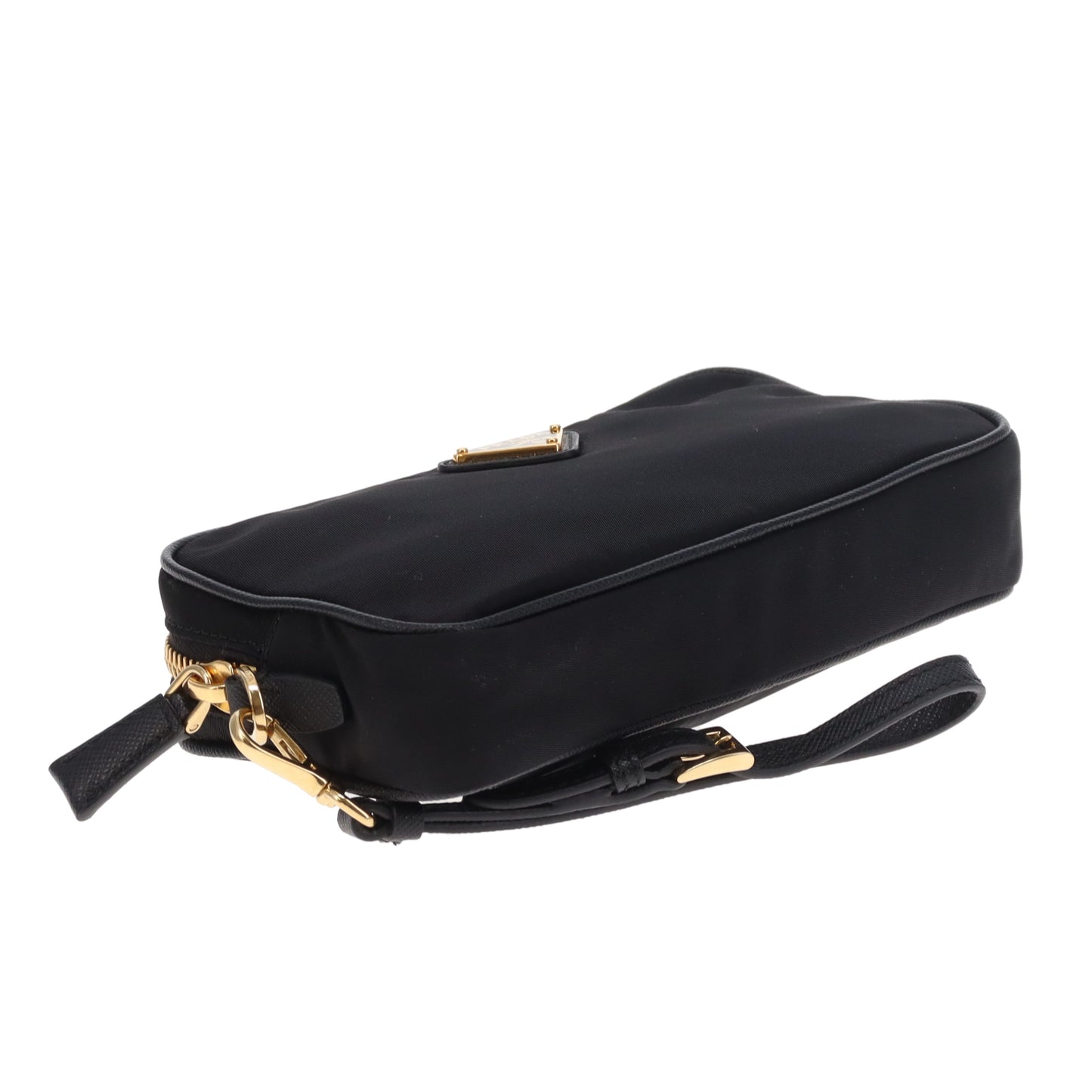 Prada Small Pouch Wristlet Black Nylon and Saffiano