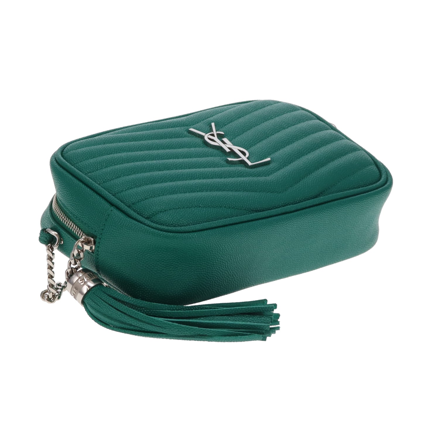 Saint Laurent Sac appareil photo Lou Mini Vert Quincaillerie Argentée Hiver 2021