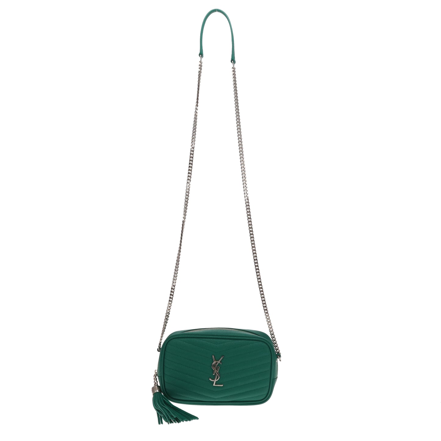 Saint Laurent Sac appareil photo Lou Mini Vert Quincaillerie Argentée Hiver 2021
