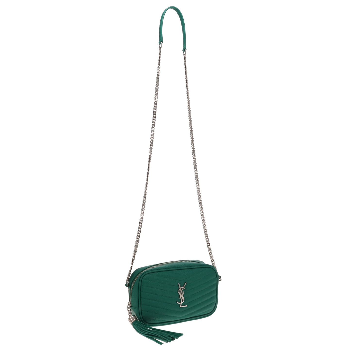 Saint Laurent Sac appareil photo Lou Mini Vert Quincaillerie Argentée Hiver 2021
