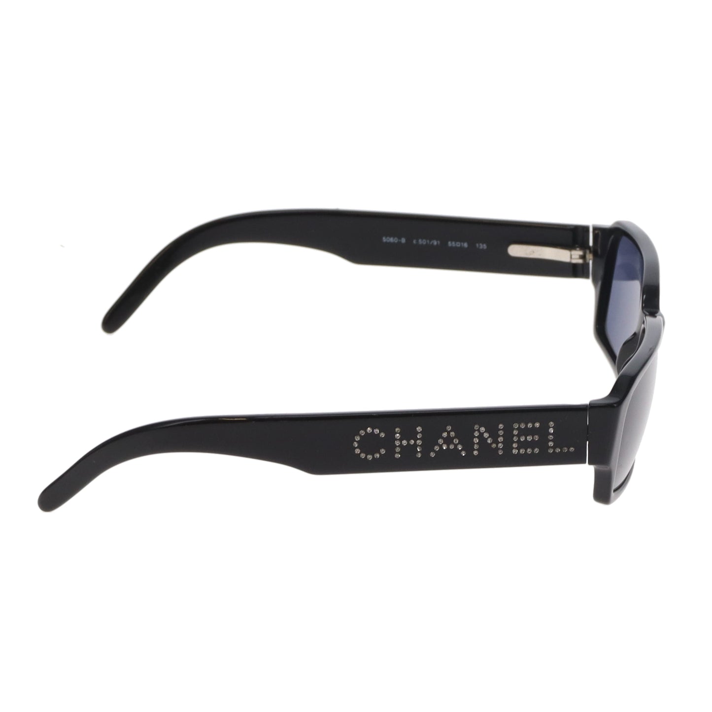 Chanel Sunglasses 5060-B Black with Crystal Logo Arms