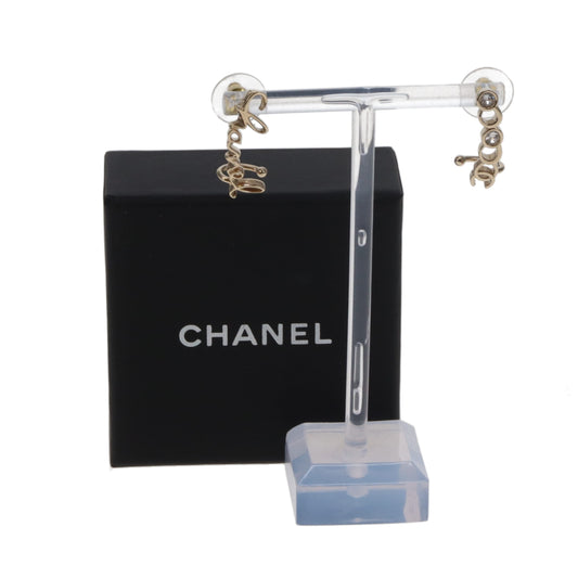 Chanel Ear Climber logo Earrings Goldtone 2022