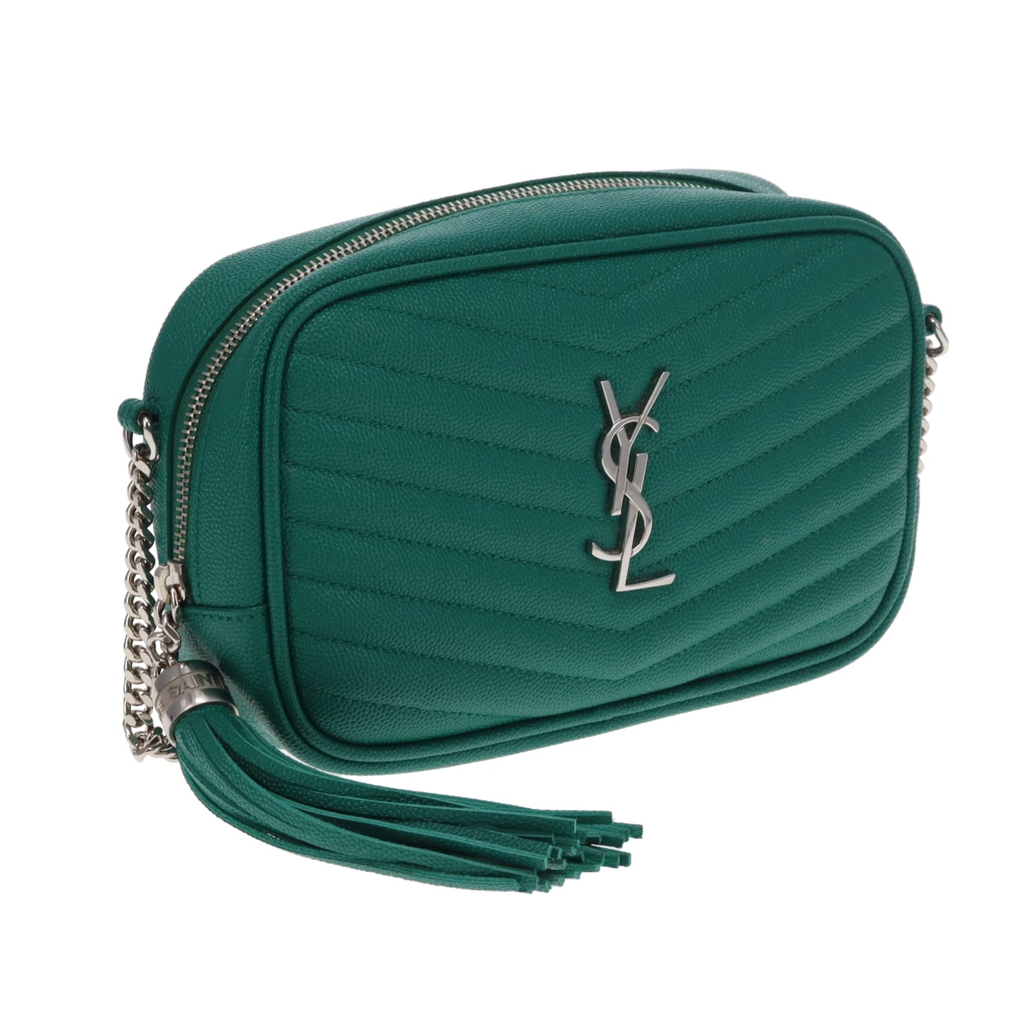 Saint Laurent Sac appareil photo Lou Mini Vert Quincaillerie Argentée Hiver 2021
