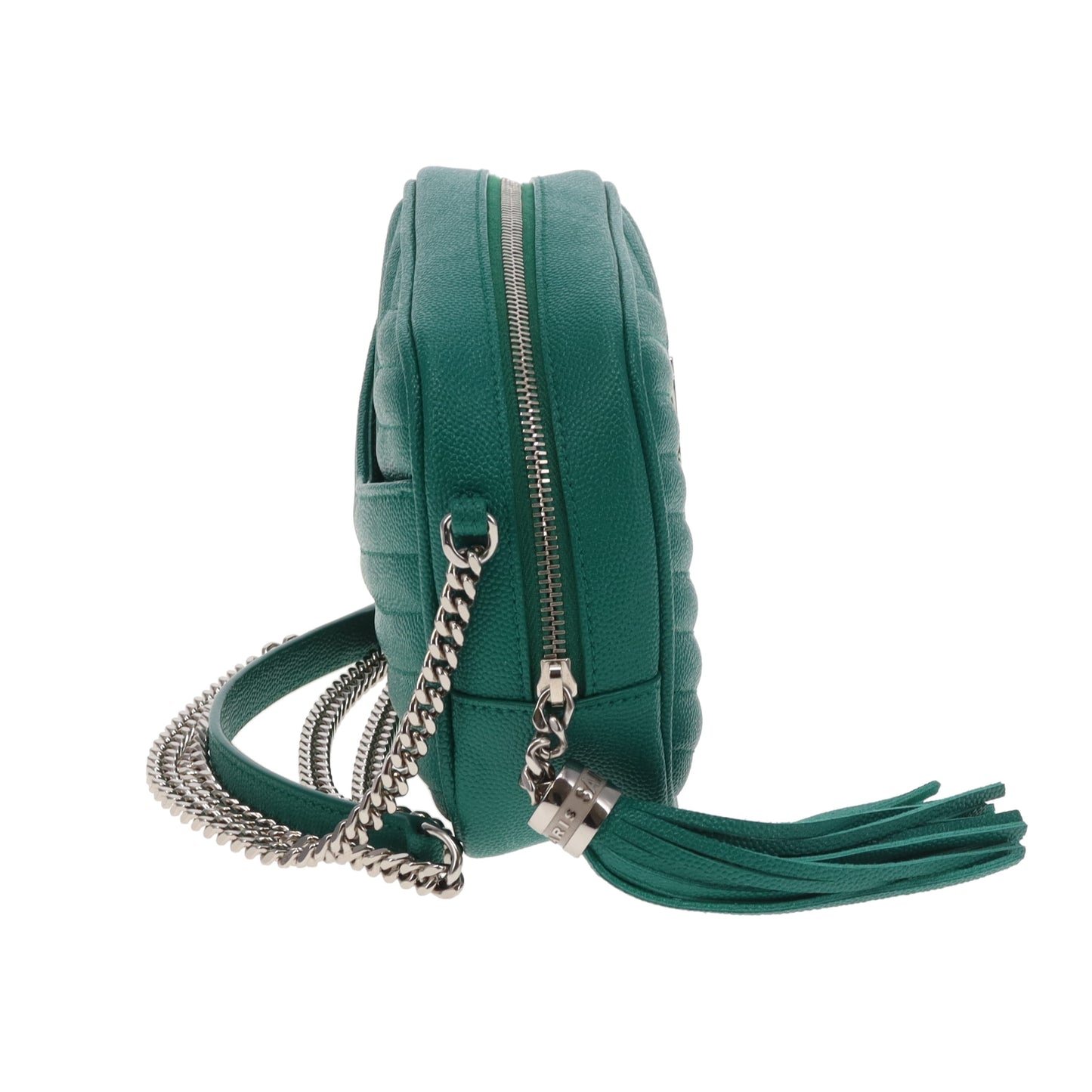 Saint Laurent Sac appareil photo Lou Mini Vert Quincaillerie Argentée Hiver 2021