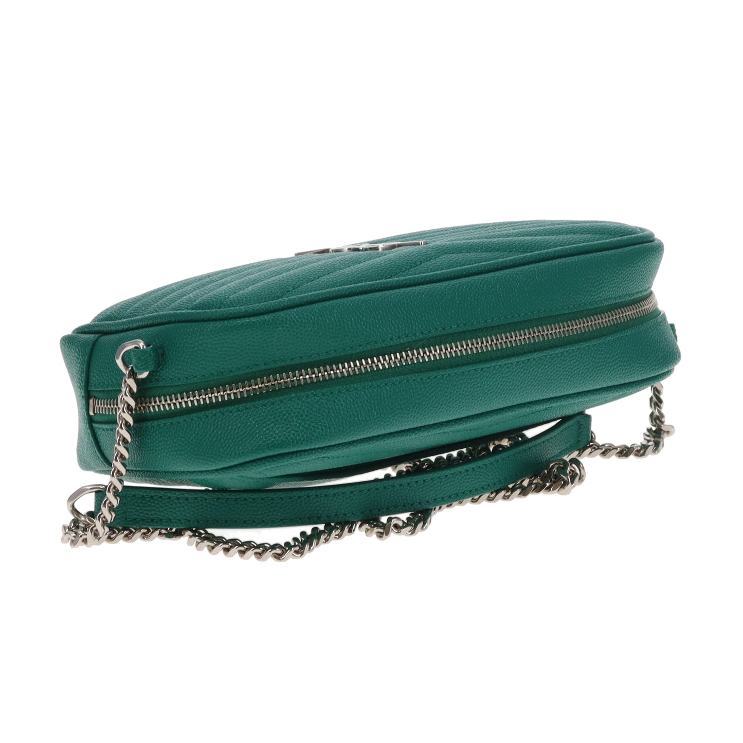 Saint Laurent Sac appareil photo Lou Mini Vert Quincaillerie Argentée Hiver 2021