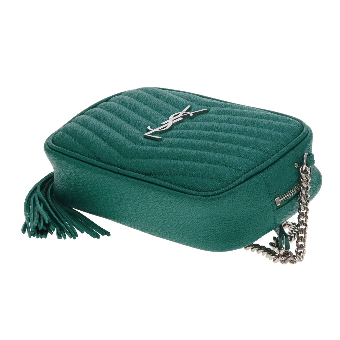 Saint Laurent Sac appareil photo Lou Mini Vert Quincaillerie Argentée Hiver 2021