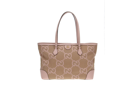 Gucci GG XL Print Canvas and Pink Leather Trimmed Ophidia Tote Bag