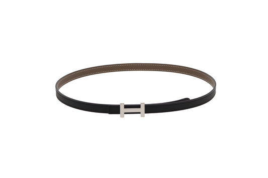 Hermes Belt 13mm Etoupe and Noir Mini Focus H Buckle 75cm 2024