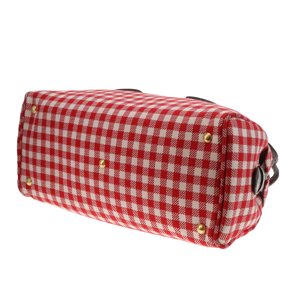 Prada Dome Large Bag Red/White Check with Caymen Trims
