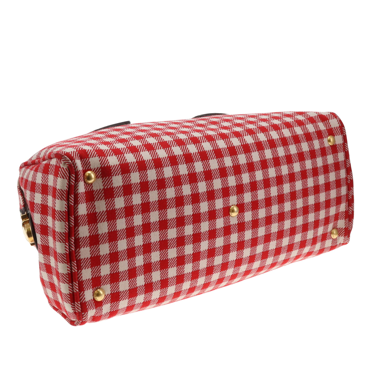 Prada Dome Large Bag Red/White Check with Caymen Trims