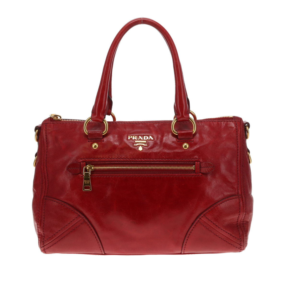 Prada 2 Way Bag With Strap Red GHW