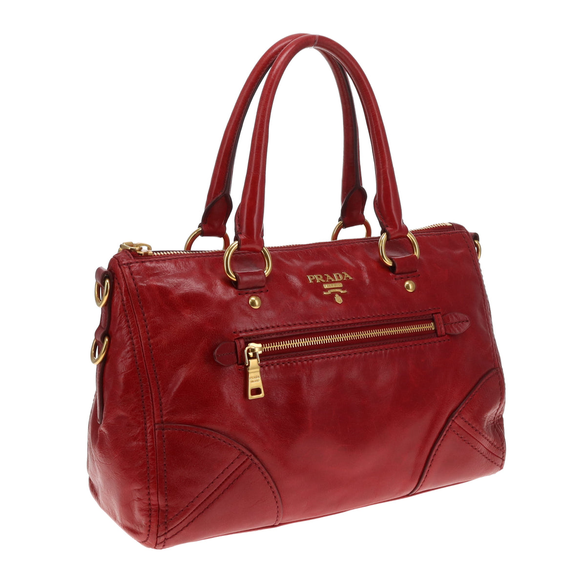 Prada 2 Way Bag With Strap Red GHW