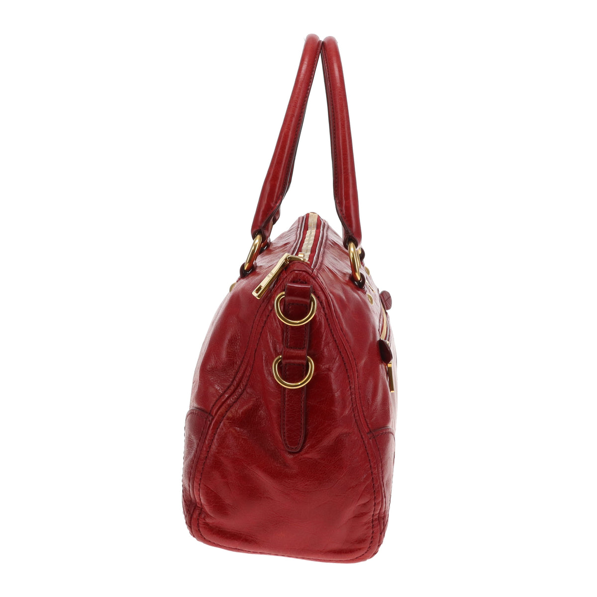 Prada 2 Way Bag With Strap Red GHW