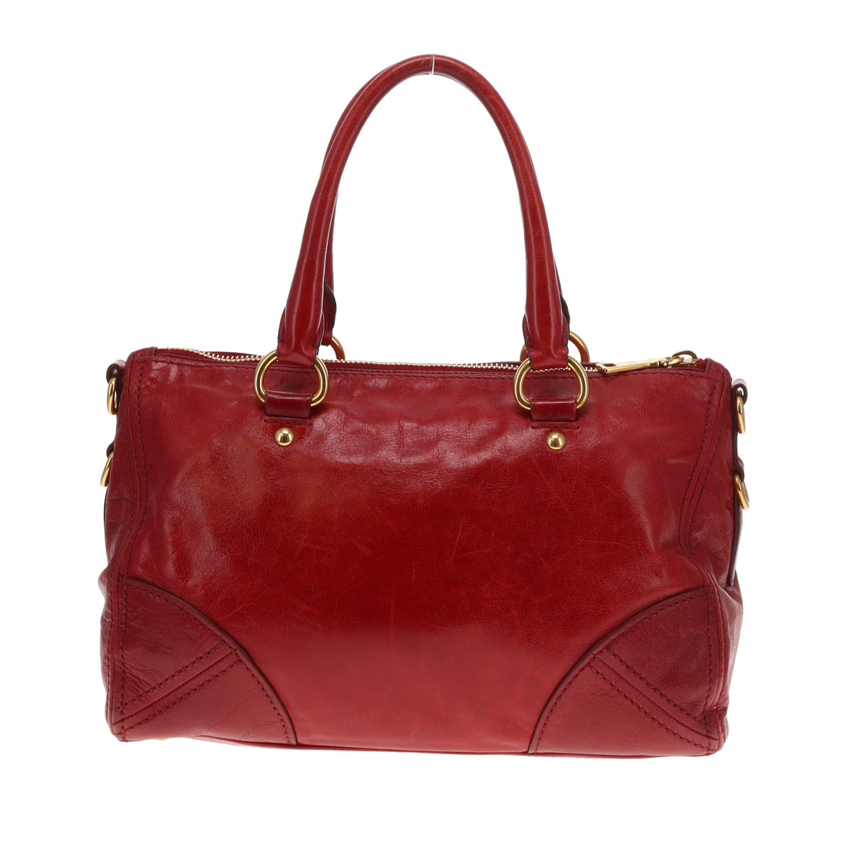 Prada 2 Way Bag With Strap Red GHW