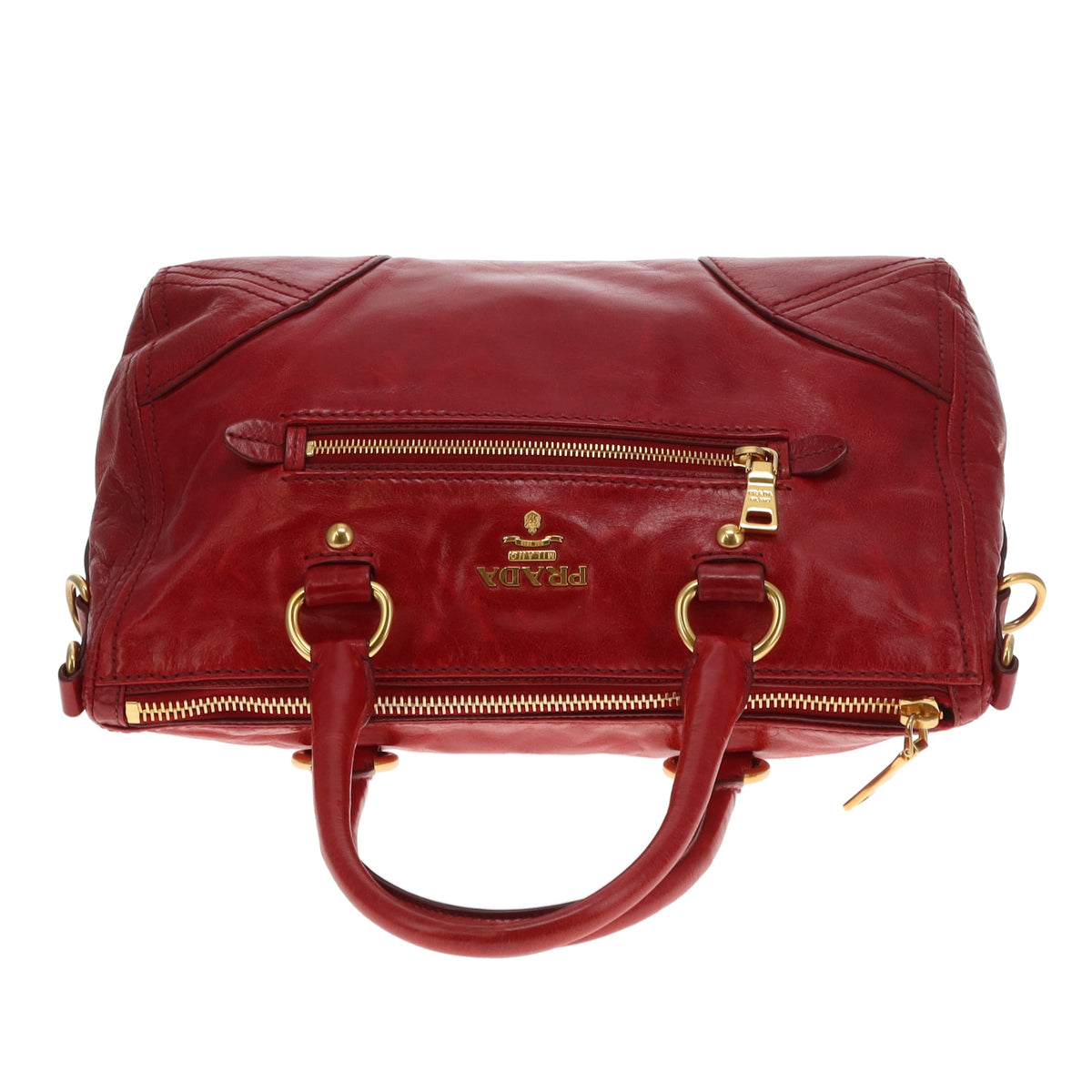 Prada 2 Way Bag With Strap Red GHW