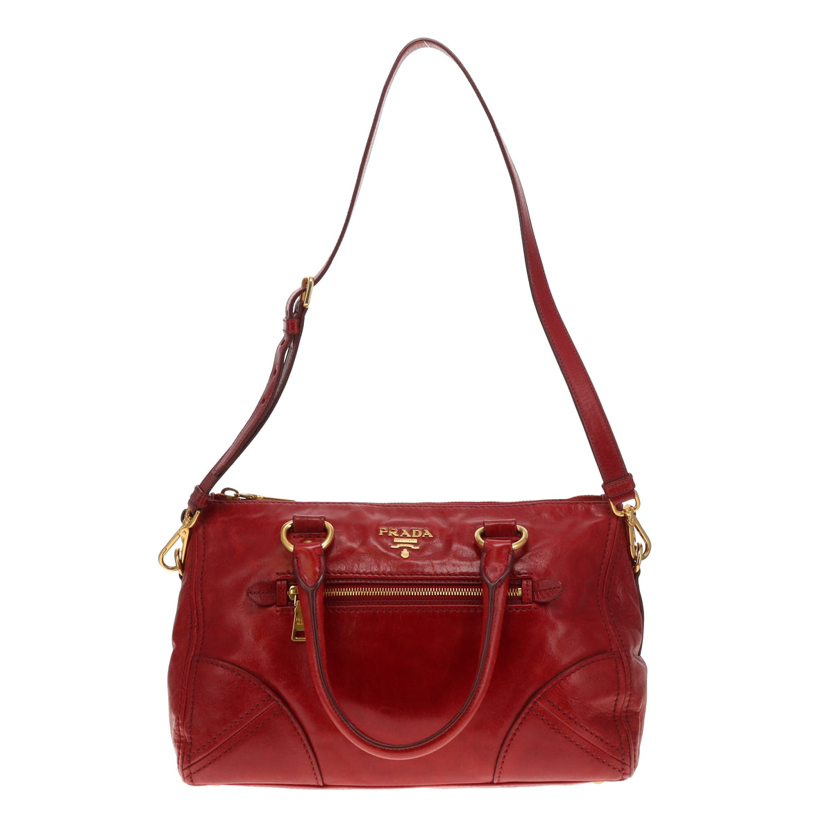 Prada 2 Way Bag With Strap Red GHW