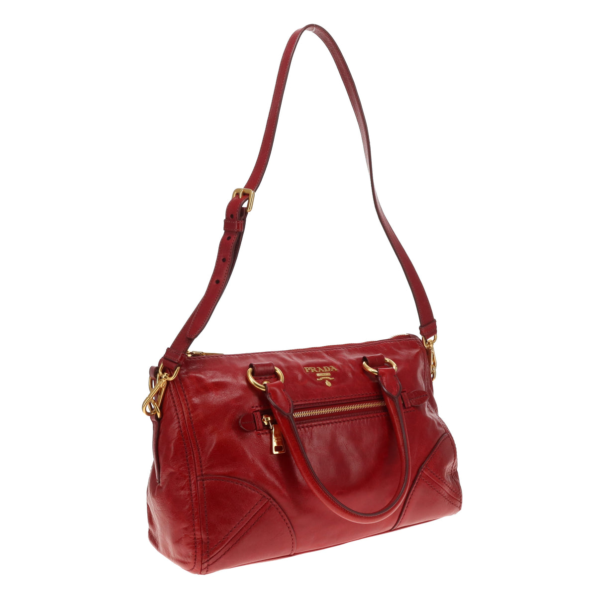 Prada 2 Way Bag With Strap Red GHW