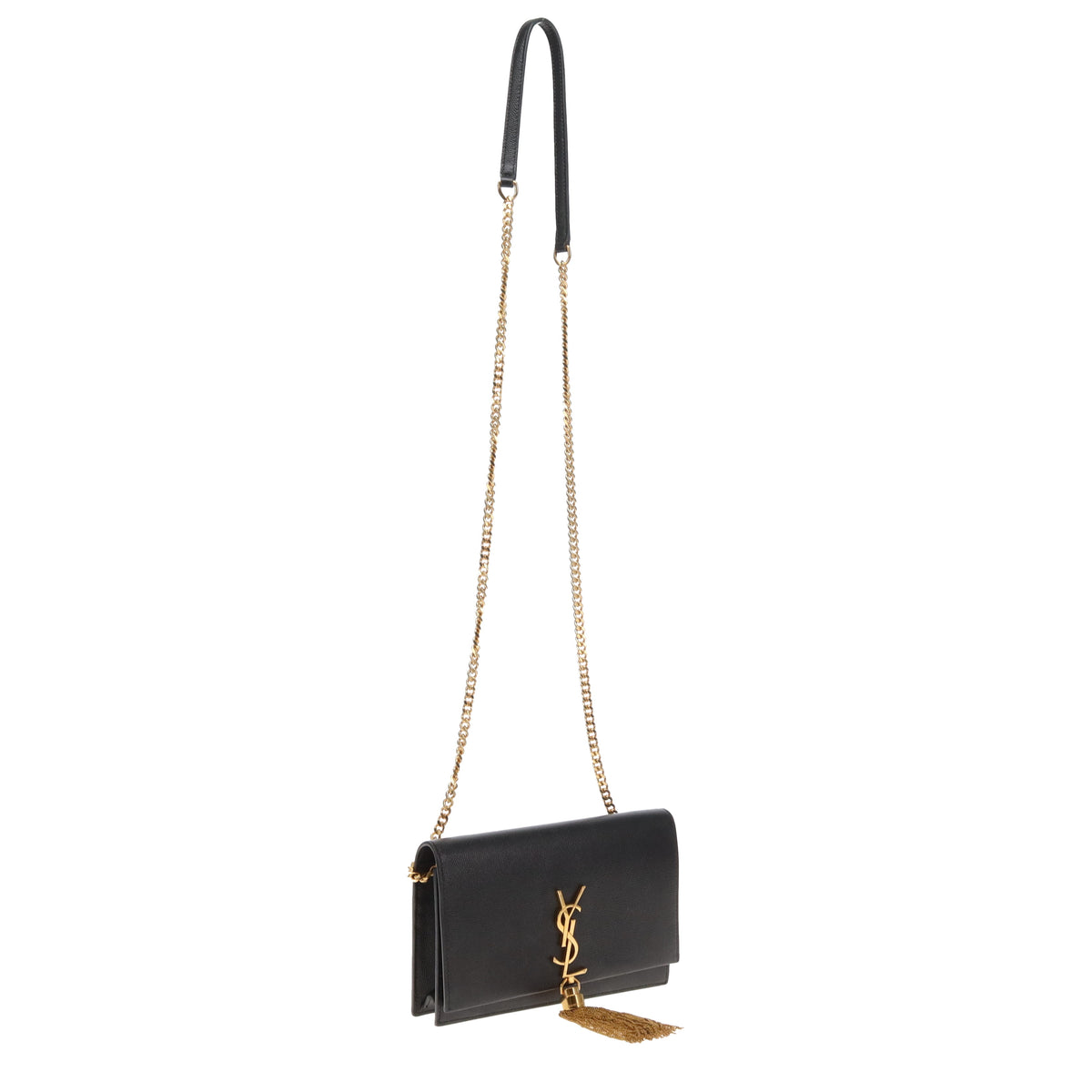 Saint Laurent Kate Tassel Chain Wallet Black