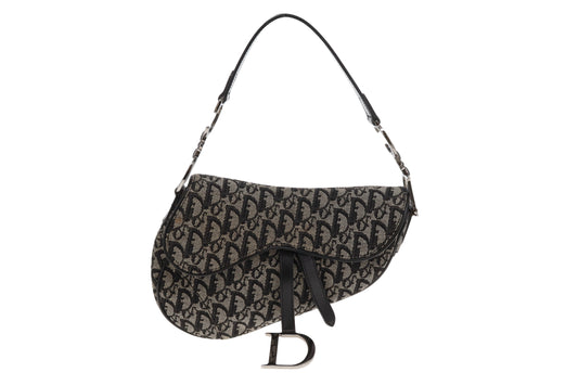 Dior Saddle Black/Grey Oblique SHW 2002