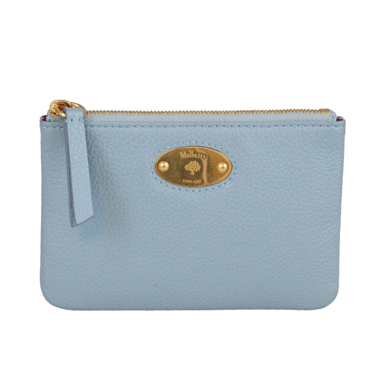 Mulberry Plaque Small Zip Coin Pouch Blue GHW