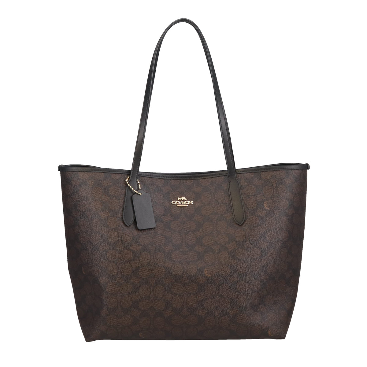Coach City Tote Bag Brown Signature Canvas