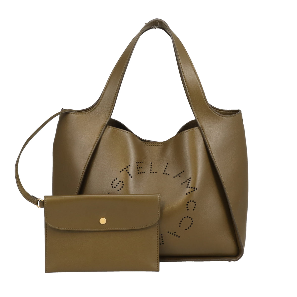 Stella McCartney Alter Logo Crossbody Bag Olive Faux Leather