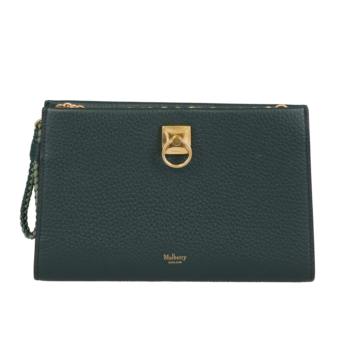 Mulberry Iris Wallet On Chain Dark Green Leather