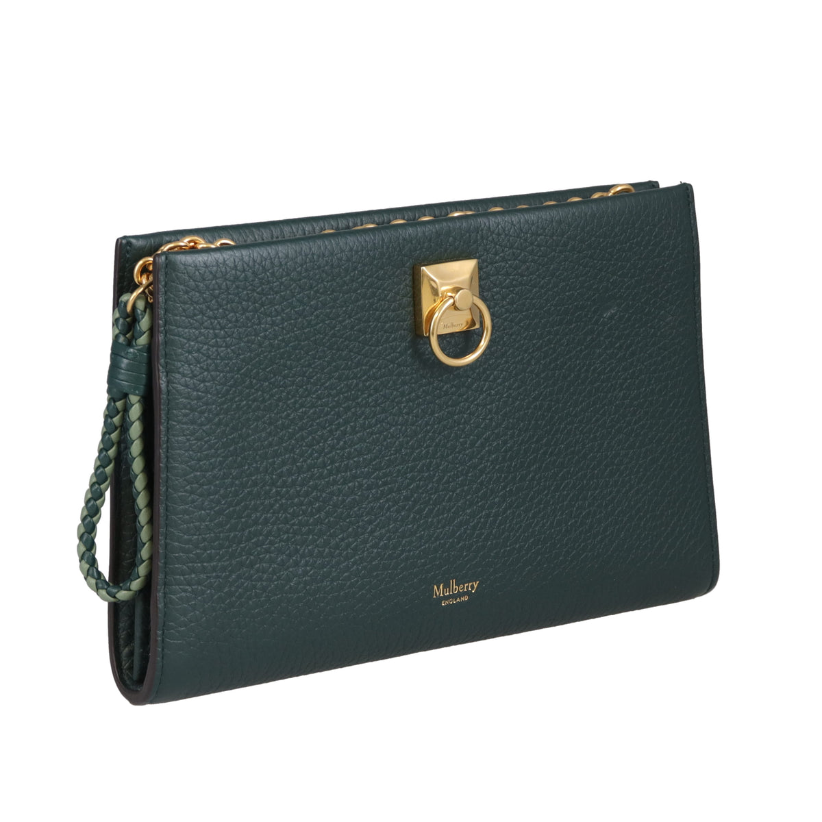 Mulberry Iris Wallet On Chain Dark Green Leather