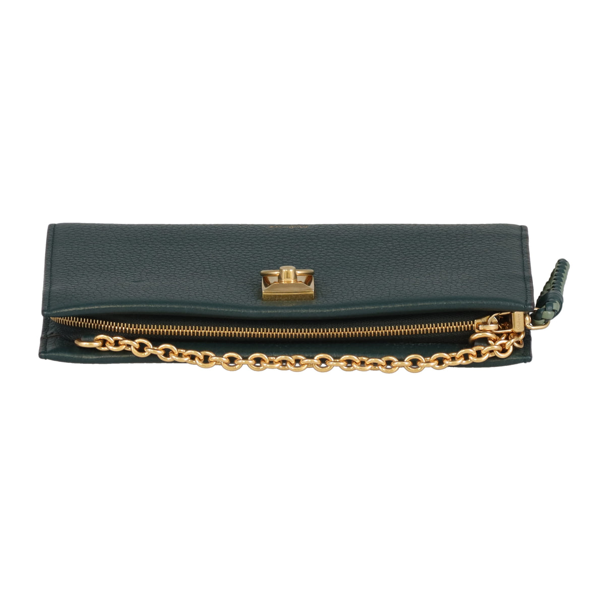 Mulberry Iris Wallet On Chain Dark Green Leather