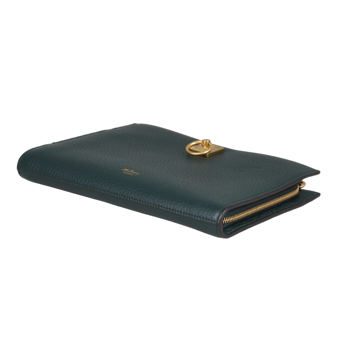 Mulberry Iris Wallet On Chain Dark Green Leather
