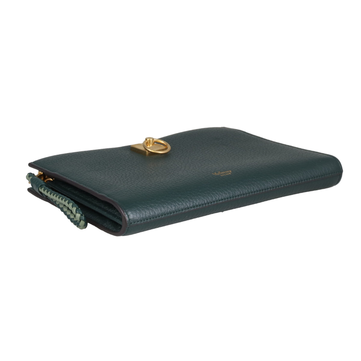 Mulberry Iris Wallet On Chain Dark Green Leather