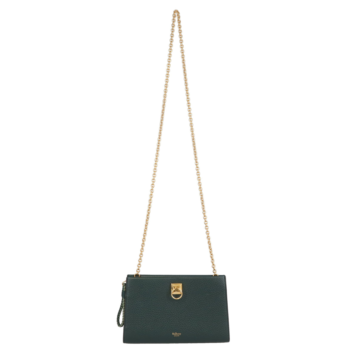 Mulberry Iris Wallet On Chain Dark Green Leather