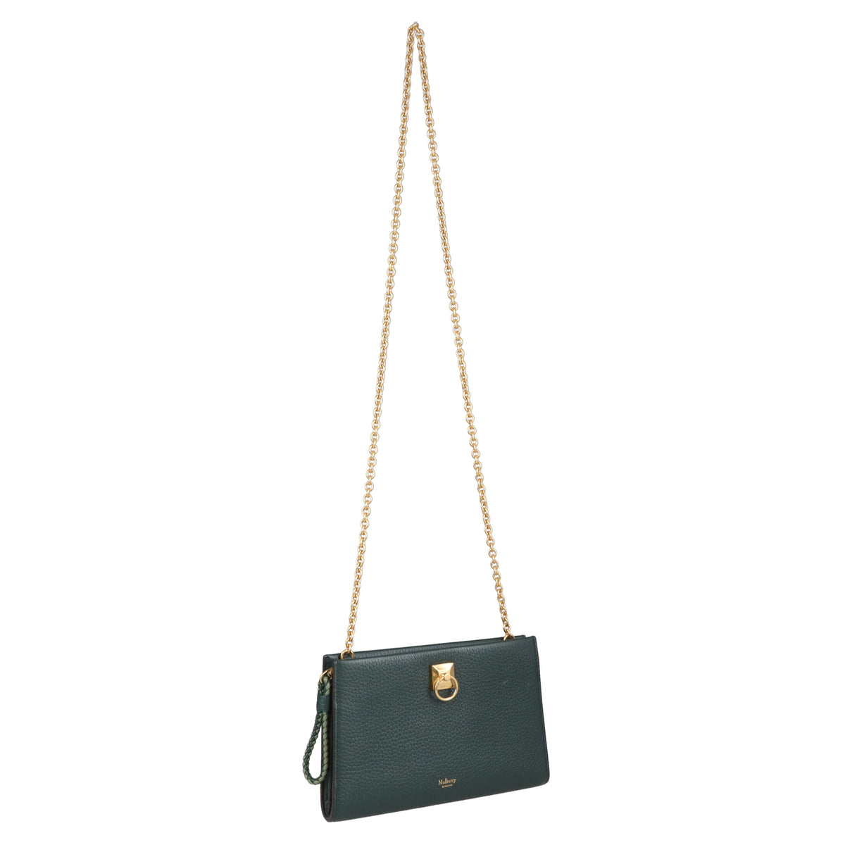 Mulberry Iris Wallet On Chain Dark Green Leather