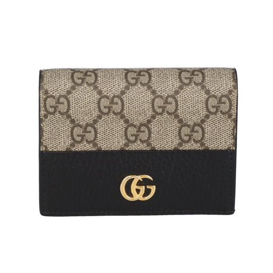 Gucci Marmont Card Wallet GG Supreme and Black Leather