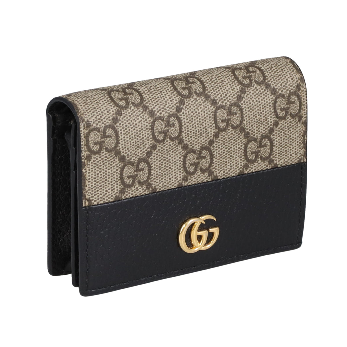 Gucci Marmont Card Wallet GG Supreme and Black Leather