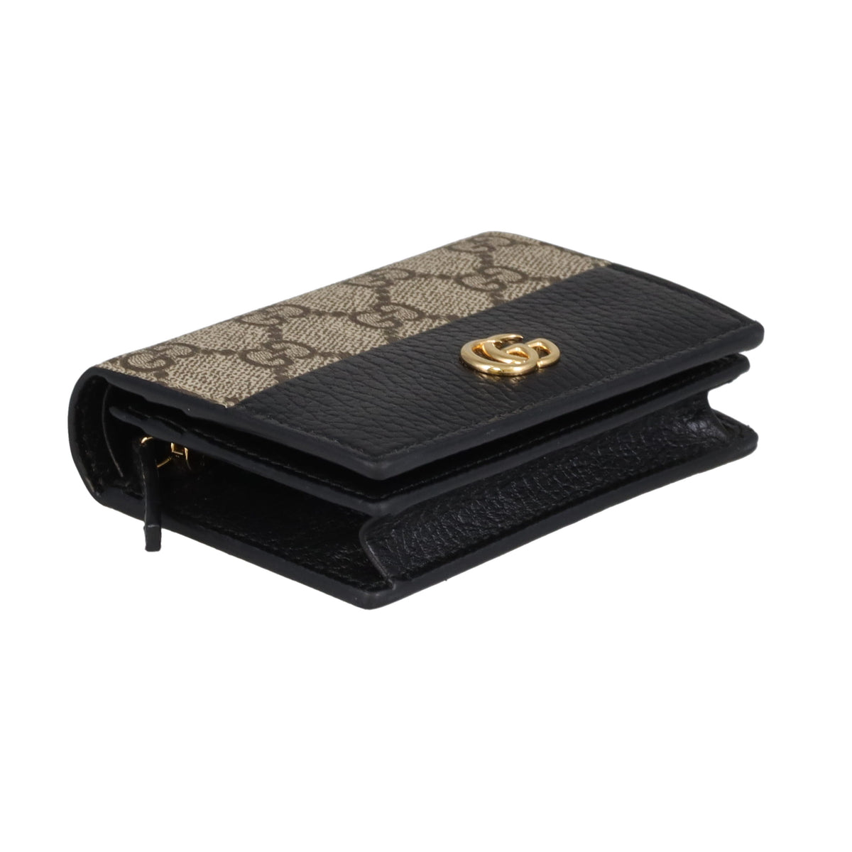 Gucci Marmont Card Wallet GG Supreme and Black Leather