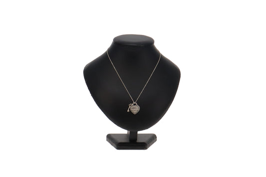 Tiffany & Co Sterling Silver RTT Heart and Key Charm Necklace