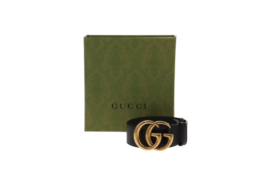 Gucci Black Leather 2015 Re-Edition Wide 4cm Belt 80cm