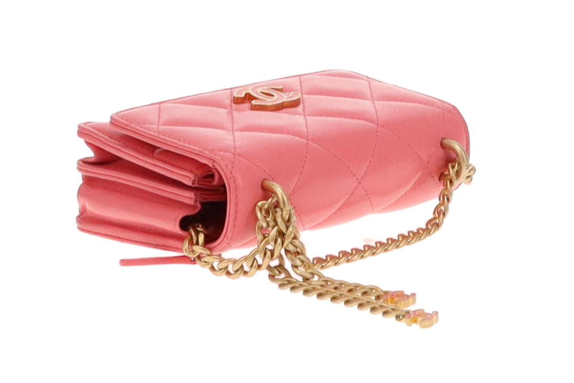 Chanel Coral Pink Enamel Pending CC Mini Clutch with Chain 2021