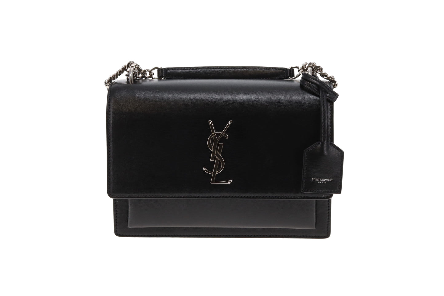 Saint Laurent Sunset Medium Black Leather SHW 2024