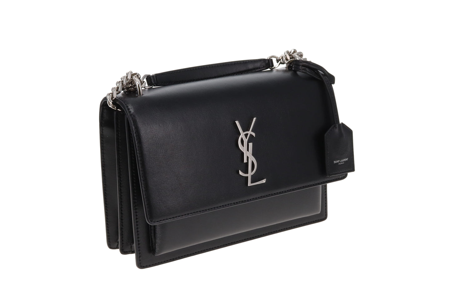Saint Laurent Sunset Medium Black Leather SHW 2024