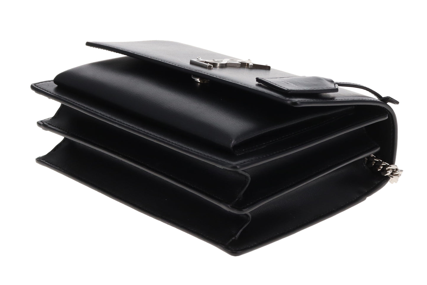 Saint Laurent Sunset Medium Black Leather SHW 2024