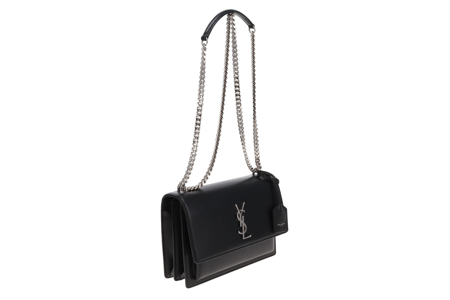 Saint Laurent Sunset Medium Black Leather SHW 2024