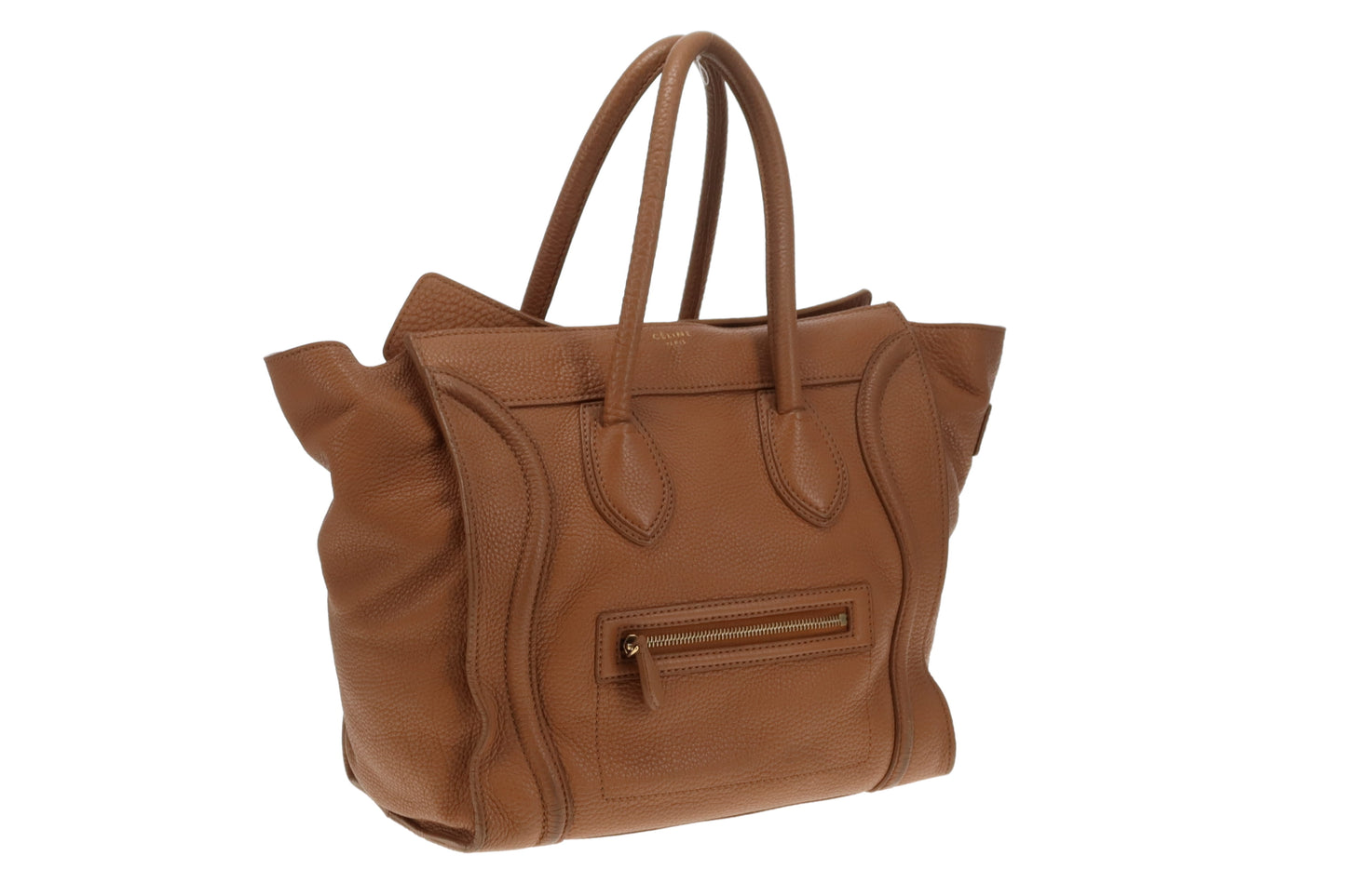 Celine Tan Grained Leather Mini Luggage Bag