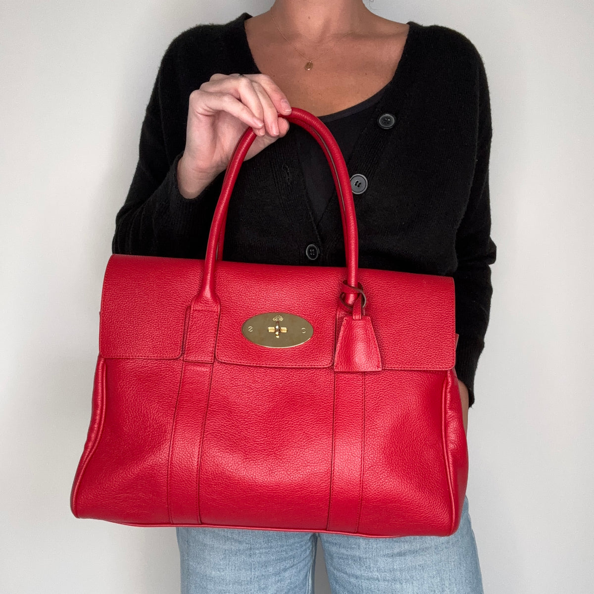 Mulberry Bayswater Red Small Classic Grain Leather & Gold Hardware