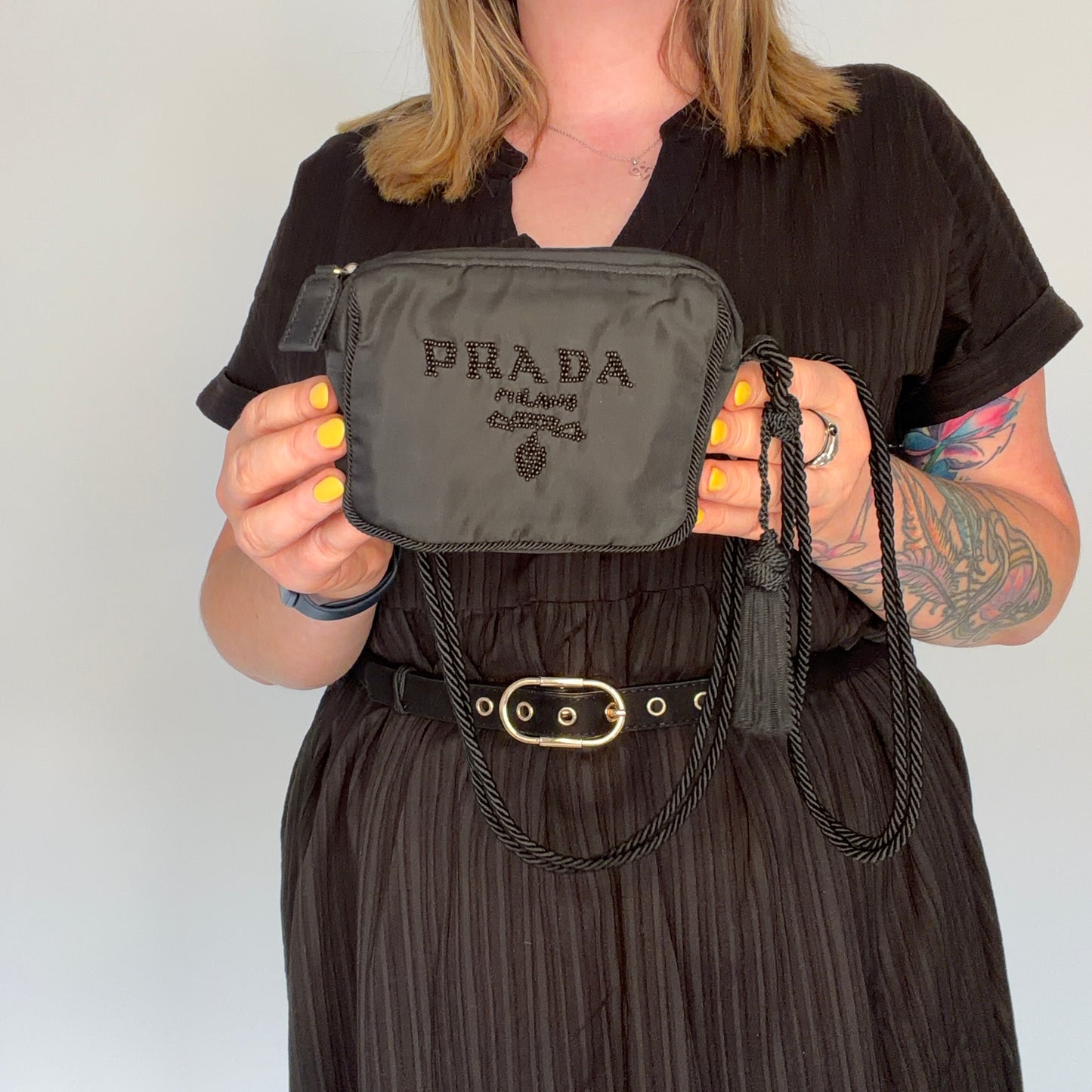 Prada Camera Bag Mini Black Beaded