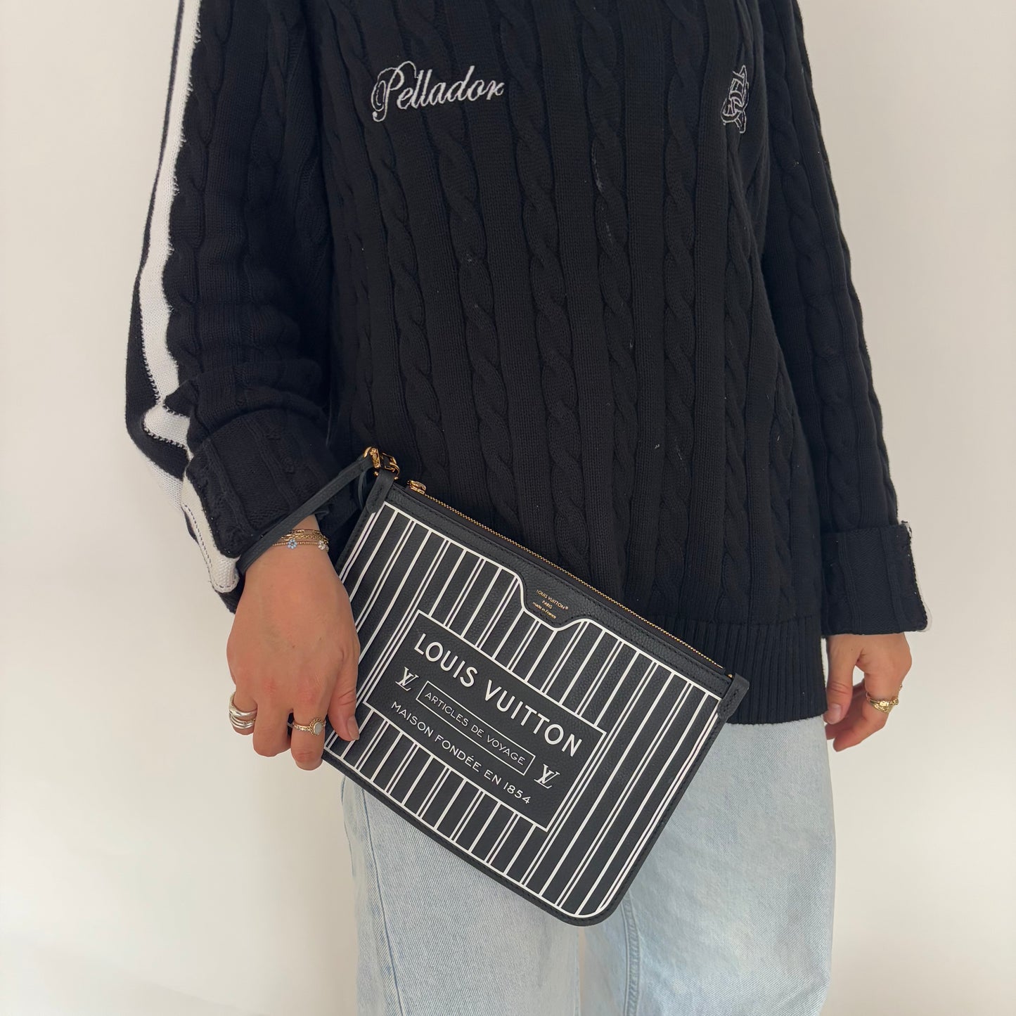 Louis Vuitton Neverfull Pochette Inside Out Black Leather