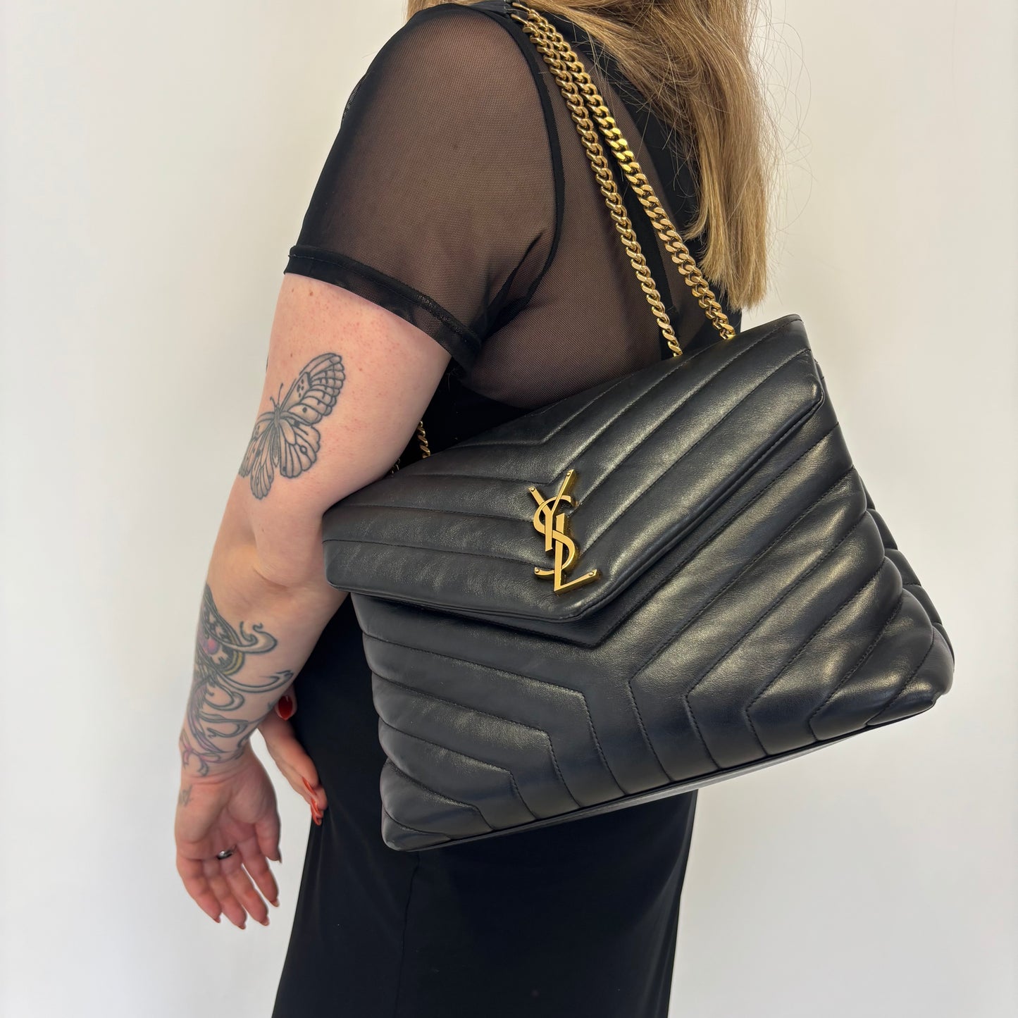 Saint Laurent Lou Lou Medium Black With Antiqued Gold Hardware